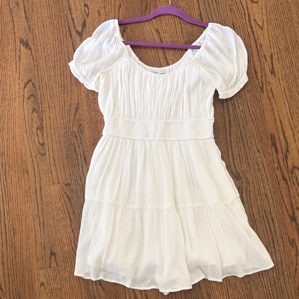 Hollister White Puff Sleeve Mini Dress